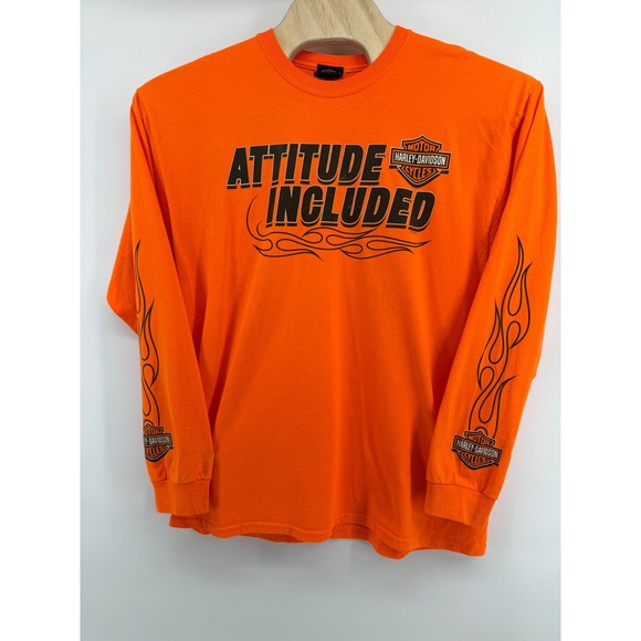 Harley Davidson Other - Harley Davidson Mens Long Sleeve Shirt Orange Attitude Flames‎ Newnan Georgia